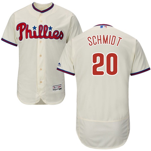 Phillies #20 Mike Schmidt Cream Flexbase Authentic Collection Stitched MLB Jersey - Click Image to Close